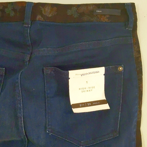 Pilcro High Rise Floral Contrast Skinny Jeans 14 - Picture 9 of 10